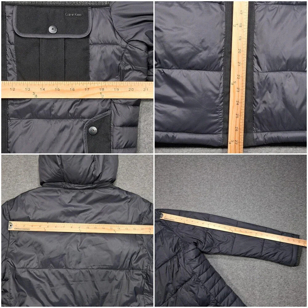Calvin Klein Jacket Mens Medium Gray Hooded Puffer Quilted Winter Coat